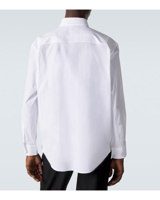 Saint Laurent White Cassandre Cotton-Blend Poplin Shirt for men