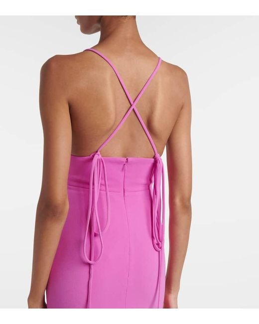 Solace London Purple Milly Cutout Crepe Maxi Dress