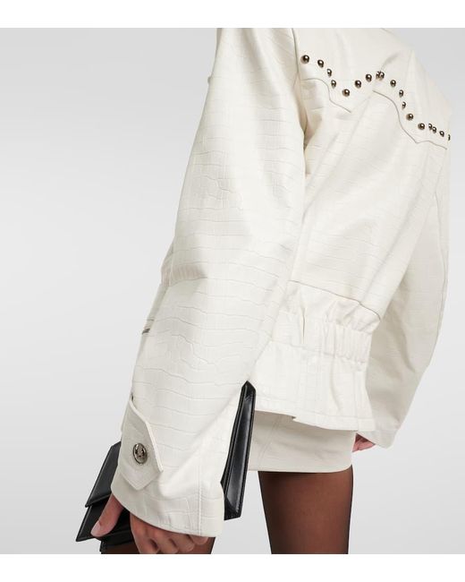 Giacca in pelle con stampa coccodrillo di Alessandra Rich in White