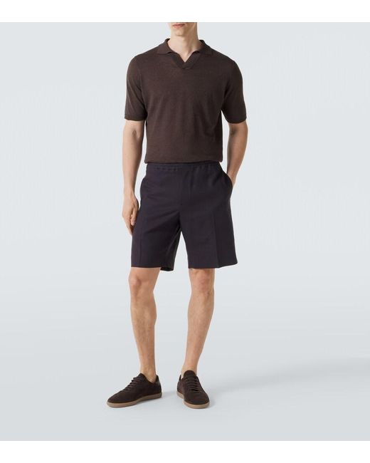 Zegna Gray Linen Bermuda Shorts for men