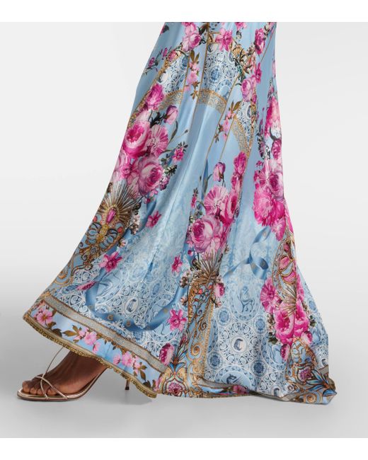 Camilla White Embellished Floral Silk Satin Slip Dress