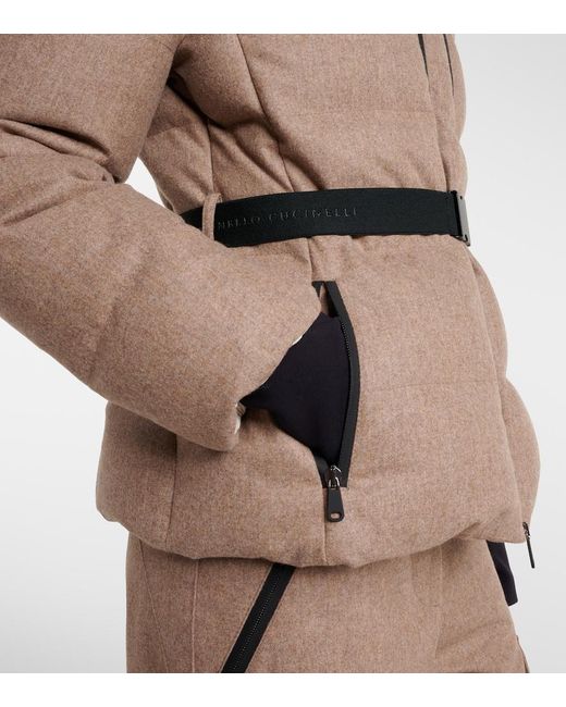Brunello Cucinelli Natural Virgin Wool Flannel Down Jacket