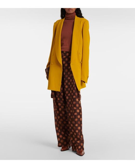 Dries Van Noten Red Printed Silk Cargo Pants