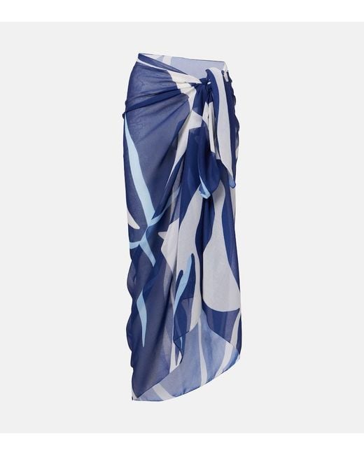 Cala De La Cruz Blue Luana Printed Beach Cover-Up