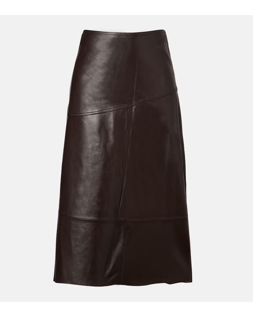 Falda Midi De Piel Yves Salomon de color Brown