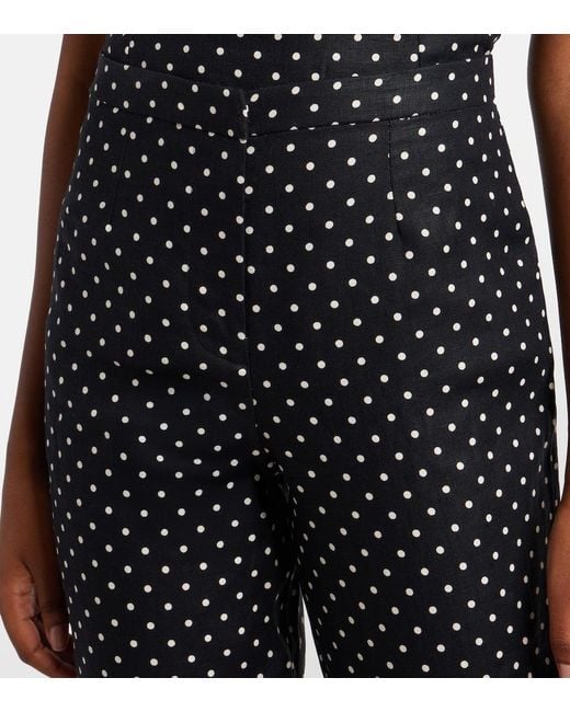 Faithfull The Brand Black Iria Polka-Dot Linen Capri Pants