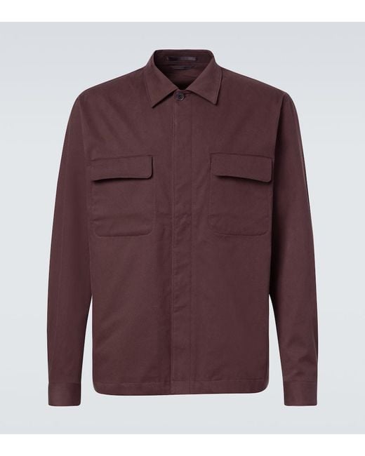 Sunspel Purple Cotton And Cashmere Overshirt for men
