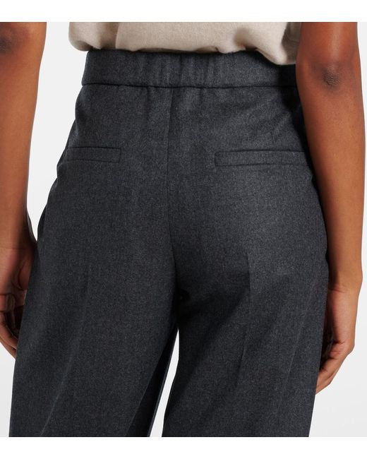 Brunello Cucinelli Gray Baggy Sartorial High-Rise Wool Straight Pants