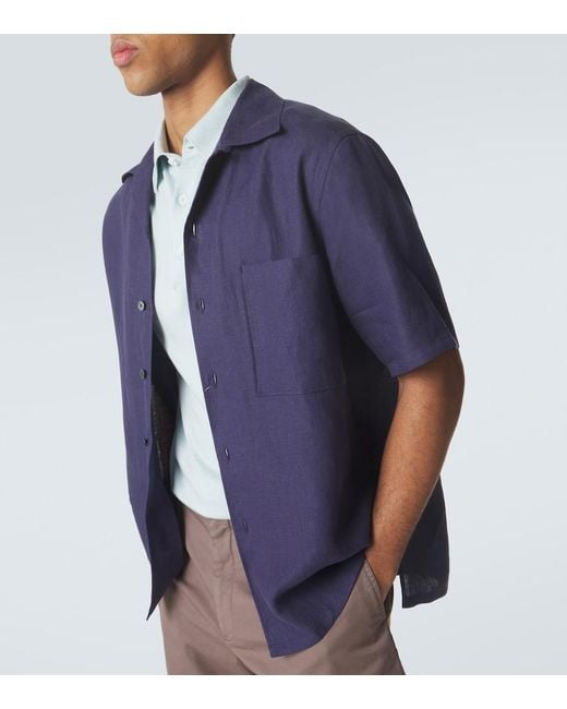 Zegna Blue Linen Shirt for men