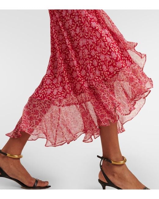 Robe Midi Clementina En Crepe A Fleurs Rixo en coloris Pink