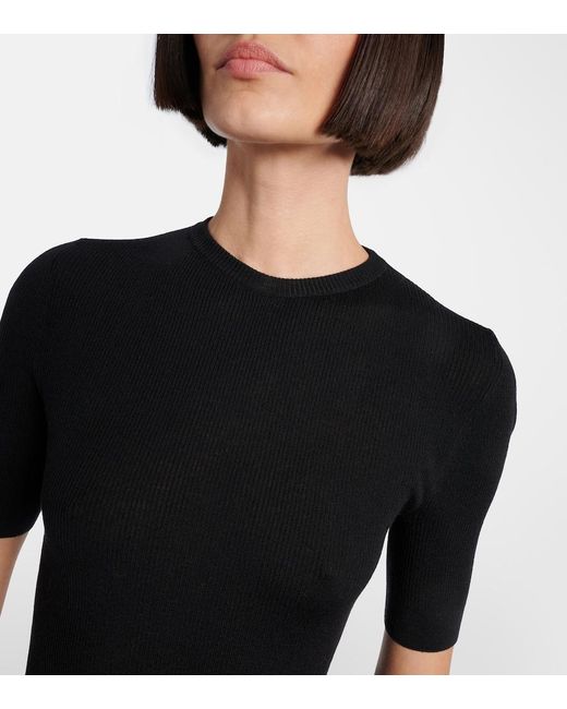 Khaite Black Celina Ribbed-Knit Wool-Blend Top