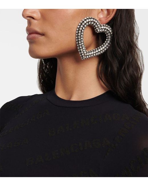 Pendientes Heart 2.0 con detalle de cristales Balenciaga de color Metallic