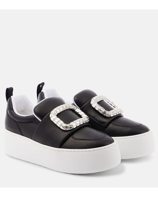 Roger Vivier Black Puffy Choc Leather Platform Sneakers