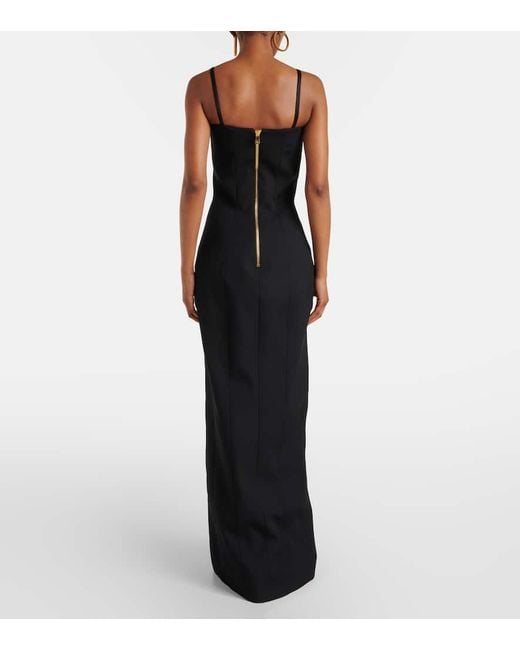 Balmain Black Wool Grain De Poudre Gown