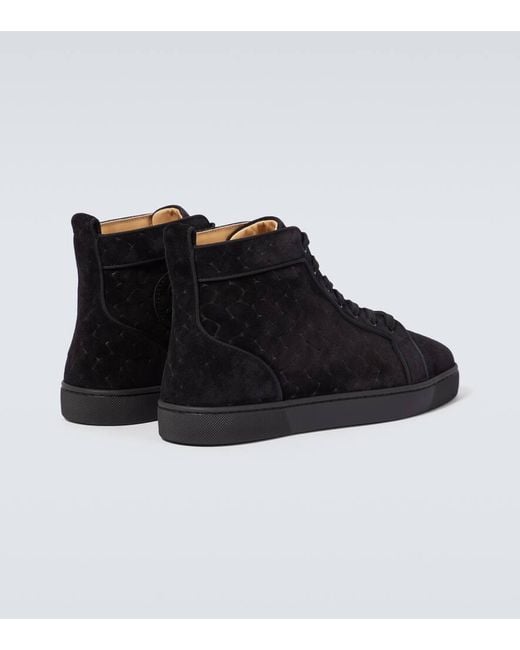 Christian Louboutin Black Louis Suede High-Top Sneakers for men