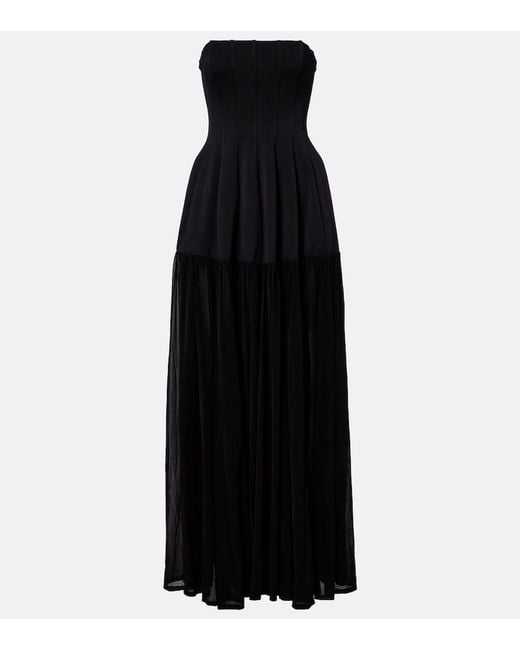 Jonathan Simkhai Black Strapless Tulle Maxi Dress
