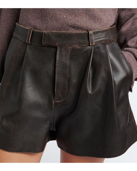 Arma Black High-Rise Leather Shorts