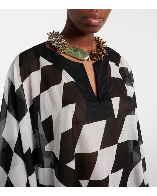 Dries Van Noten Black Printed Cotton Kaftan