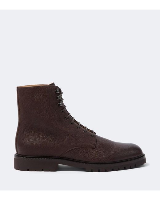 Brunello Cucinelli Brown Leather Lace-Up Boots for men
