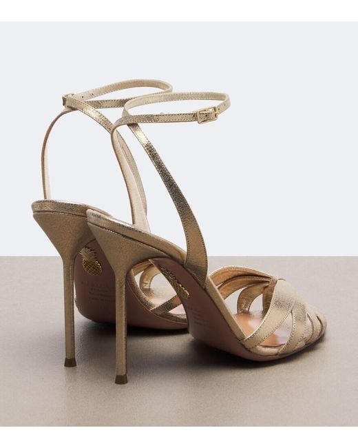 Aquazzura Soulmate Metallic Leather Sandals