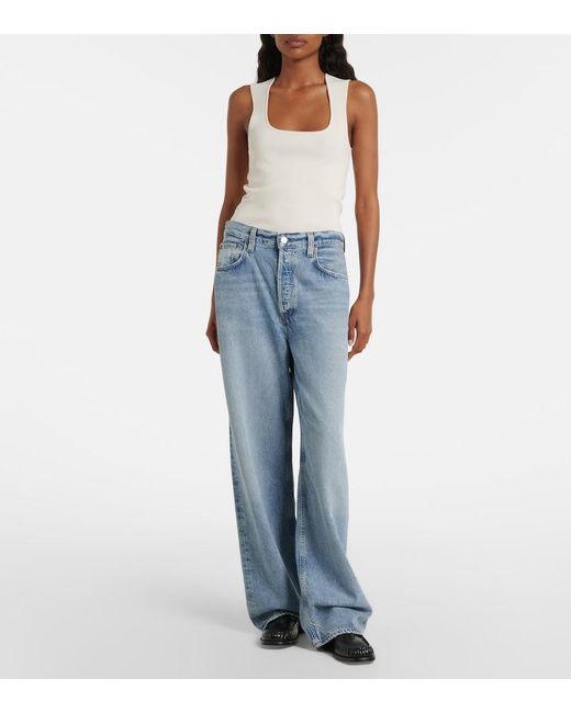 Agolde Blue Low Slung Baggy Wide-Leg Jeans
