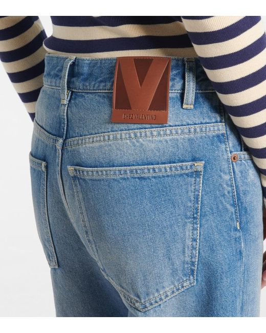 Valentino Blue Faded Wide-Leg Jeans