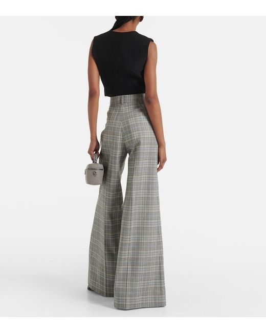 Stella McCartney Gray Checked Wool Flared Pants