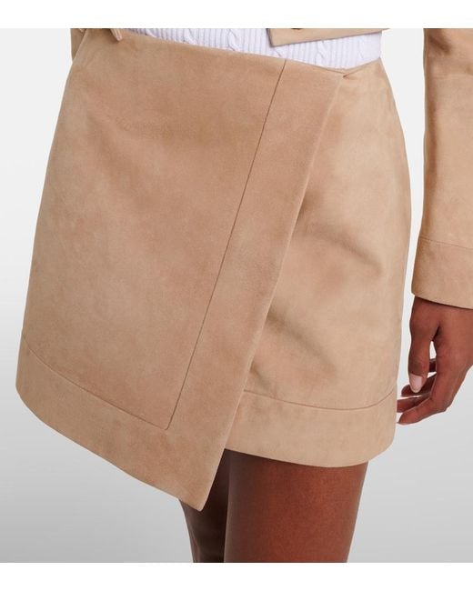 Balmain Natural Suede Wrap Skirt