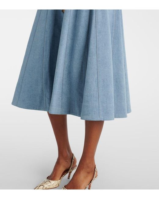 Veronica Beard Blue Lou Pleated Denim Midi Dress