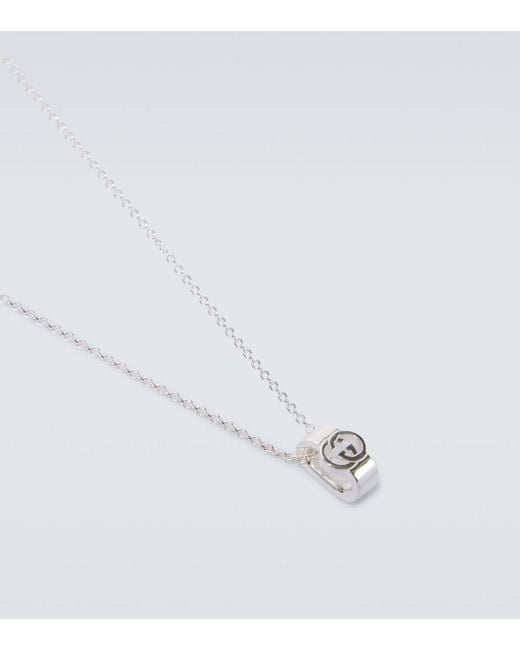 Gucci White Interlocking G Sterling Necklace for men