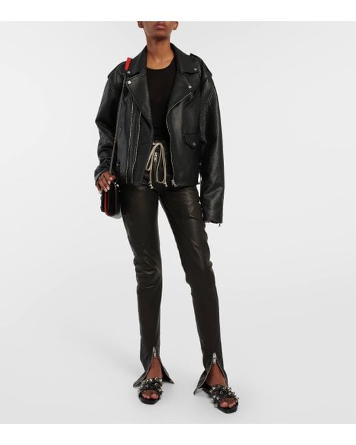 Christian Louboutin Black Miss Spike Club Embellished Leather Slides