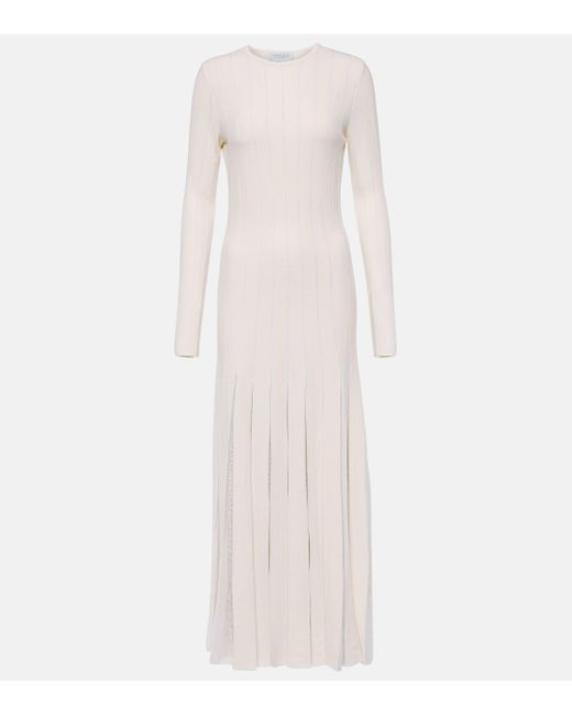 Gabriela Hearst White Walsh Pleated Wool And Silk Midi Dress