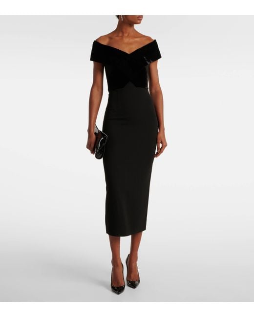 Roland Mouret Black Off-Shoulder Velvet Gown