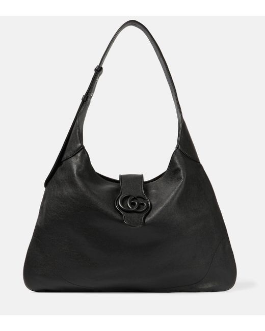Gucci Black Aphrodite Large Leather Shoulder Bag