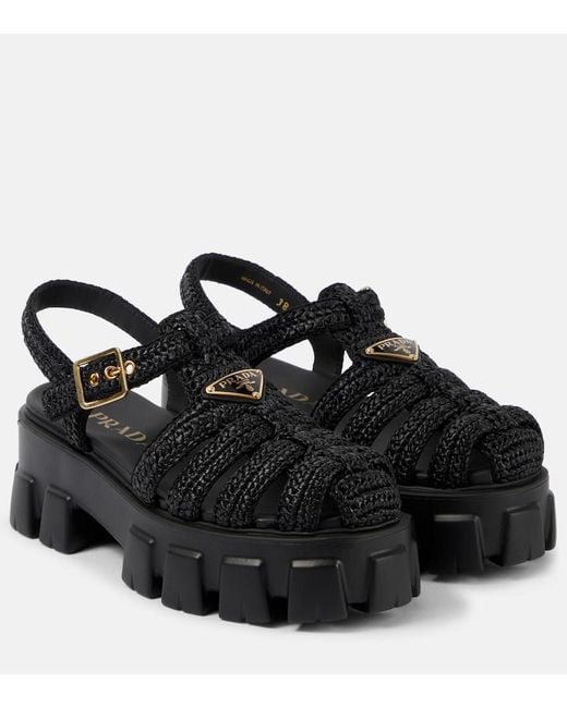 Prada Black Monolith Platform Sandals