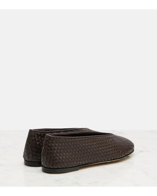 Bottega Veneta Brown Rosa Woven Leather Ballet Flats