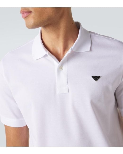 Prada White Cotton Pique Polo Shirt for men