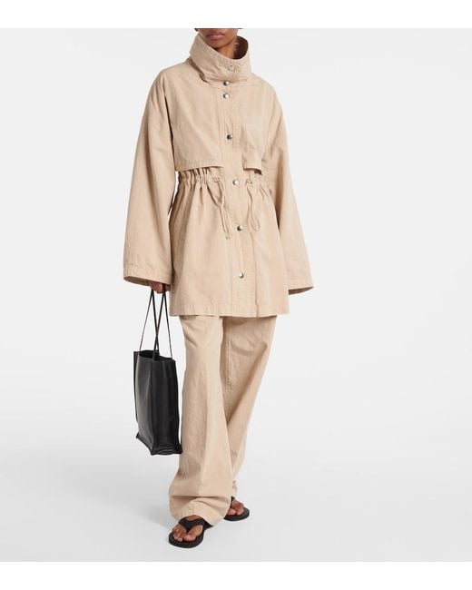 The Row Natural Lilas Cotton And Linen Wide-Leg Pants
