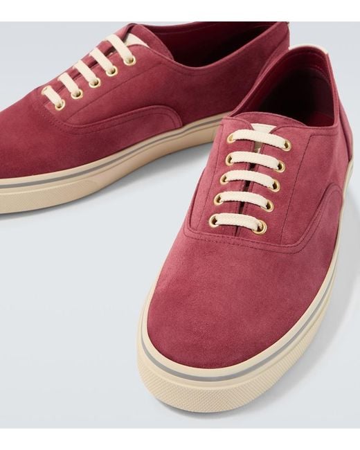 Brunello Cucinelli Red Suede Sneakers for men