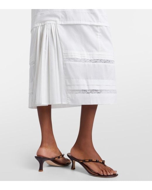 Staud White Corinna Embroidered Cotton Voile Midi Dress