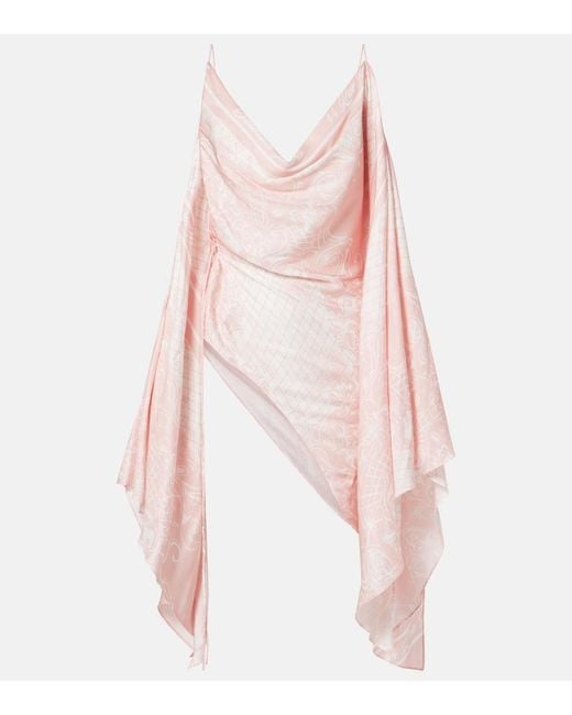 Balmain Pink Printed Asymmetric Top