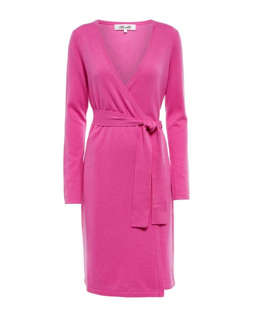 Diane von Furstenberg Linda Wool And Cashmere Wrap Dress in Pink | Lyst