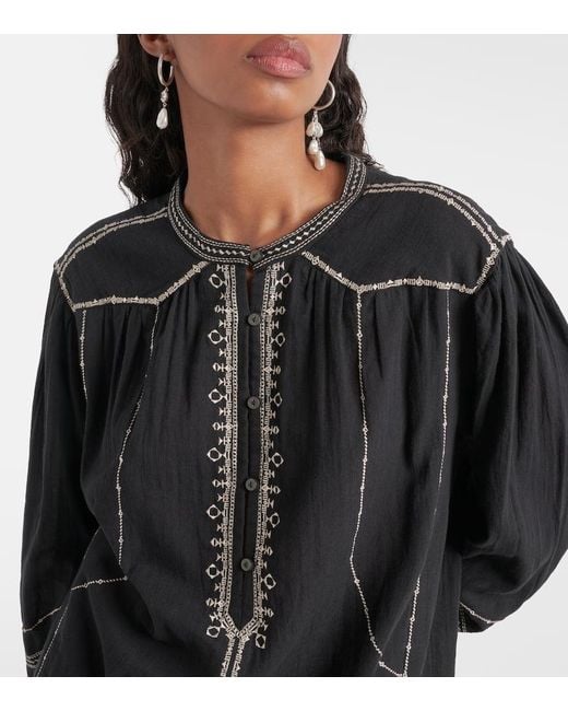 Vestido corto Pradel de algodon bordado Isabel Marant de color Black