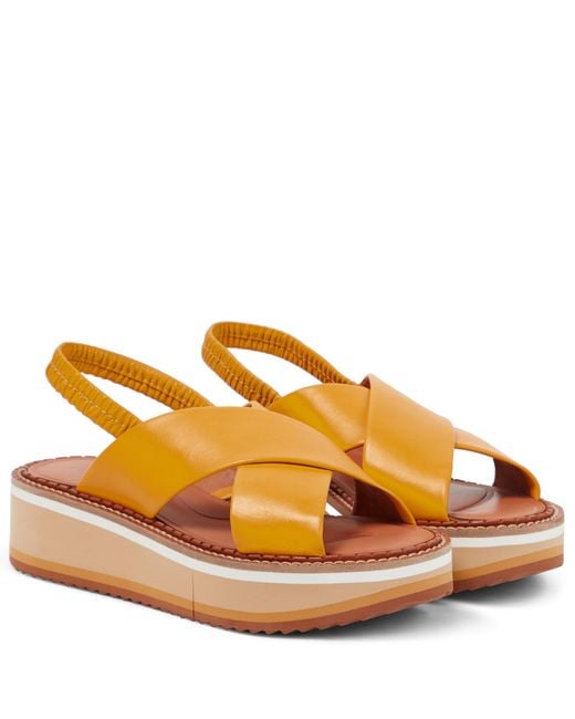 Clergerie Freedom Leather Platform Sandals in Amber (Yellow) | Lyst