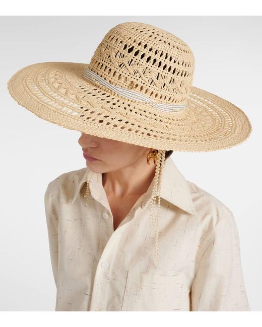 Sombrero Blanche de rafia Maison Michel de color White
