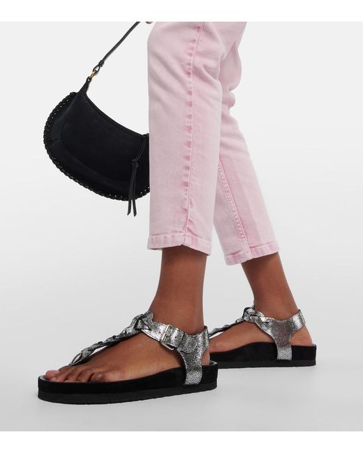 Isabel Marant Black Brook Metallic Leather Sandals