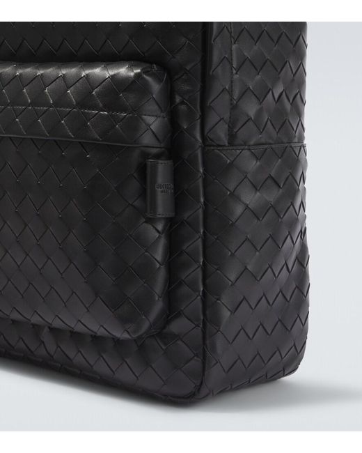 Bottega Veneta Black Intrecciato Leather Backpack for men