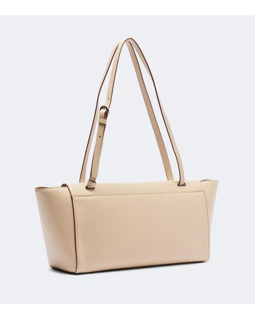 SAVETTE White Symmetry Trapeze Medium Leather Shoulder Bag