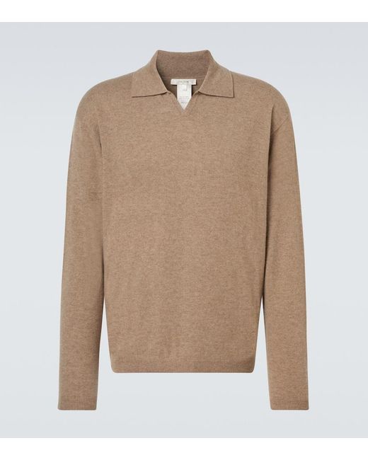 The Row Natural Franz Cashmere Polo Sweater for men