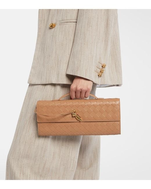 Bottega Veneta Brown Andiamo Intrecciato Leather Clutch